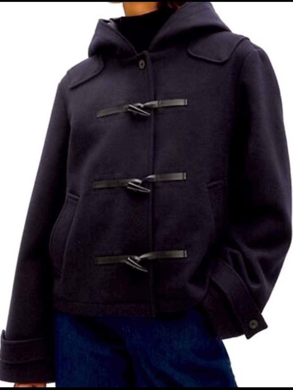 GAP Women's Wool Navy Hooded Toggle Jacket